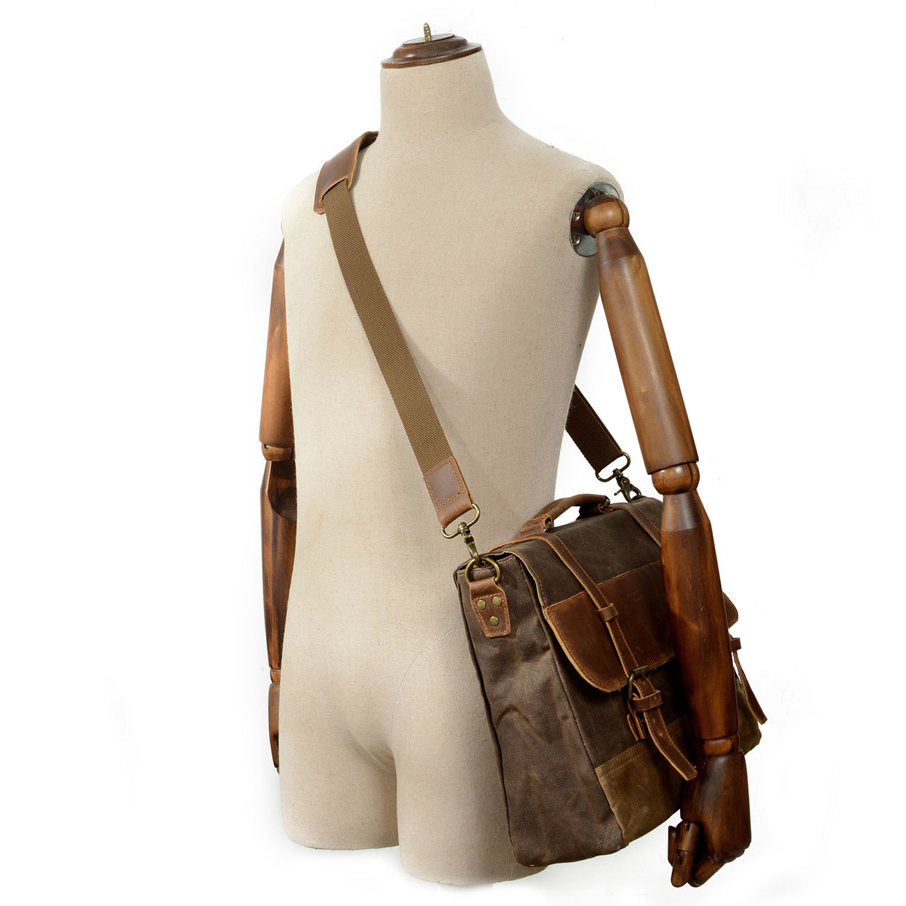 Jack | Waterproof canvas shoulder bag made of Genuine Leather