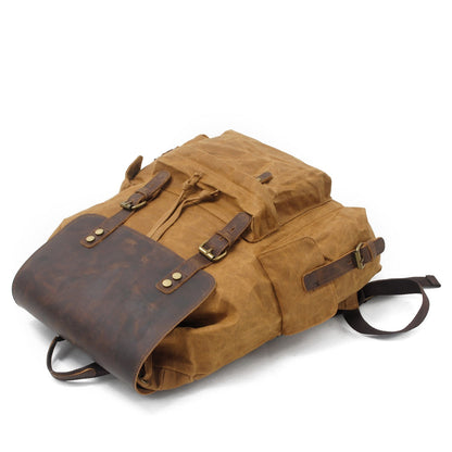 Jacob | Sturdy canvas backpack made of Genuine Leather