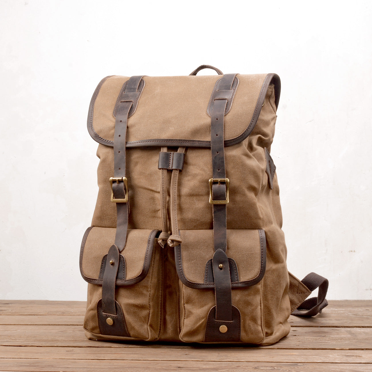 Marcus | Canvas travel backpack made of Genuine Leather