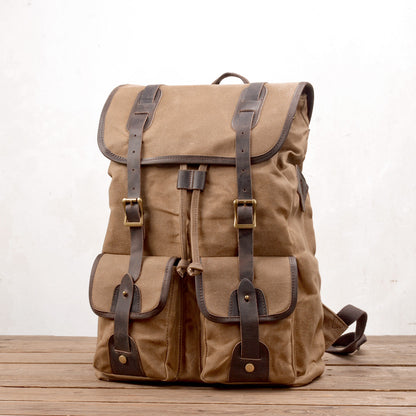Marcus | Canvas travel backpack made of Genuine Leather