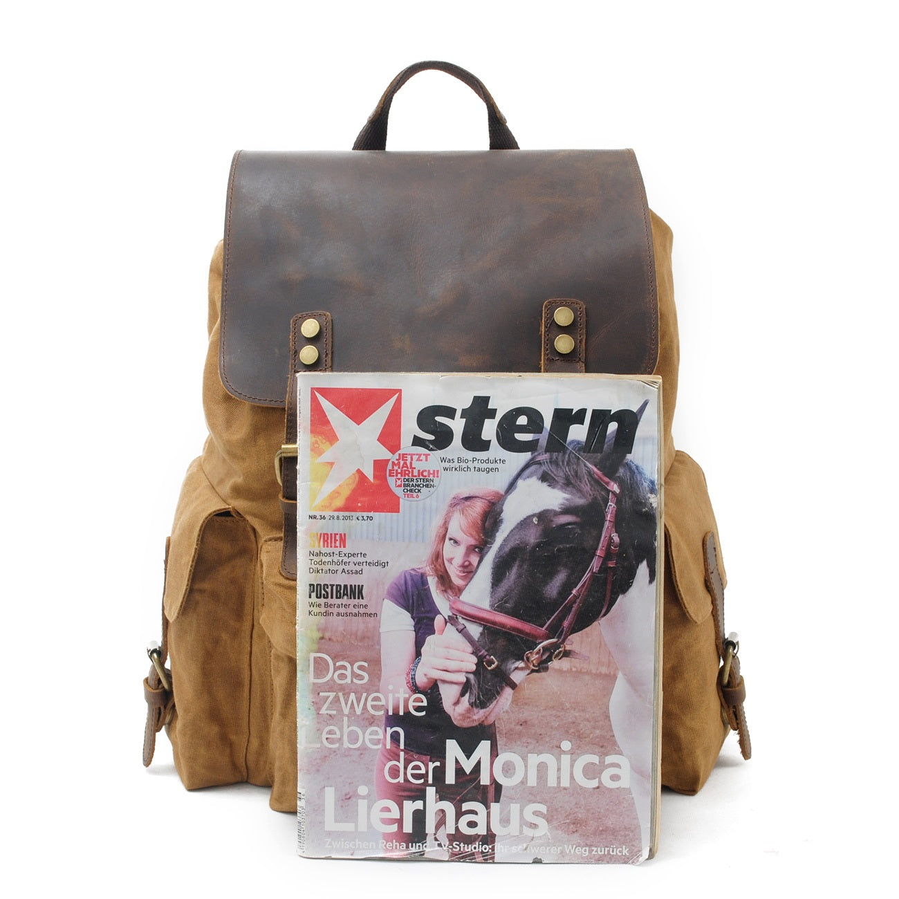 Jacob | Sturdy canvas backpack made of Genuine Leather