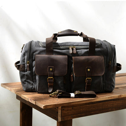 David | Canvas duffle bag for travel made of Genuine Leather
