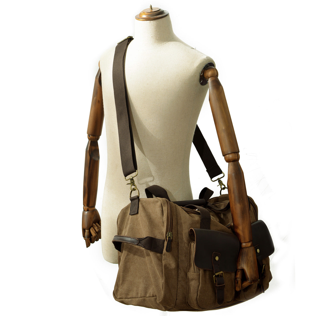 David | Canvas duffle bag for travel made of Genuine Leather