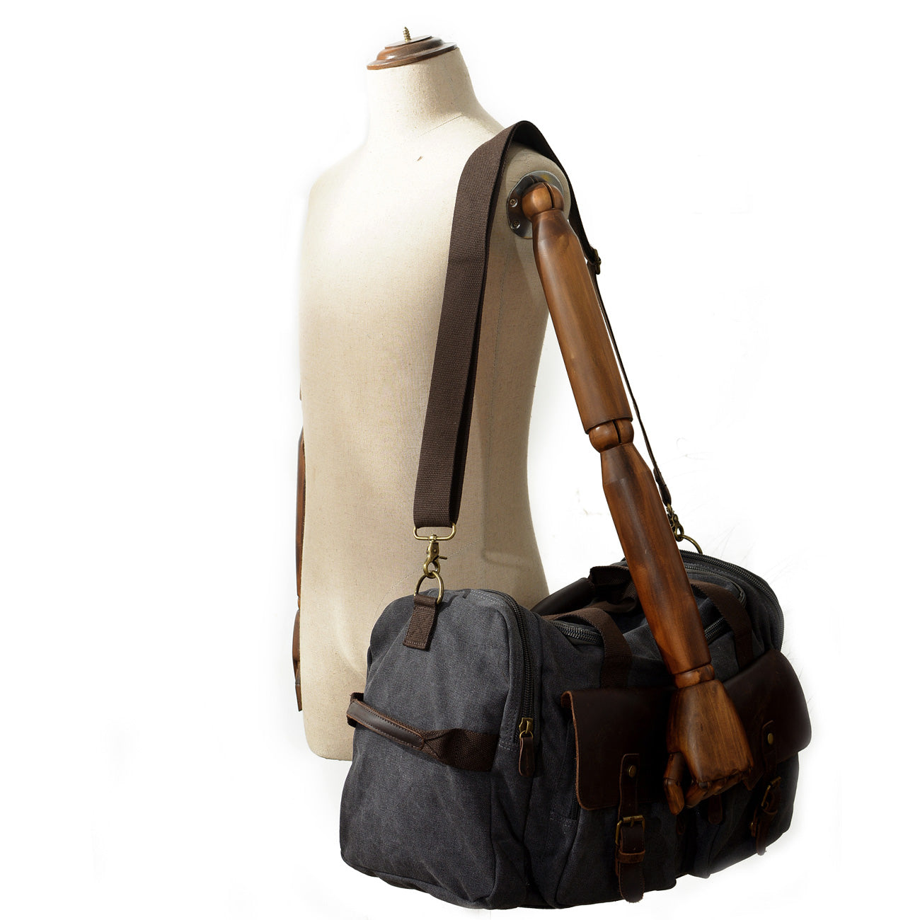 David | Canvas duffle bag for travel made of Genuine Leather